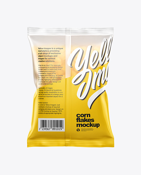 Download Frosted Bag With Corn Flakes Mockup In Bag Sack Mockups On Yellow Images Object Mockups