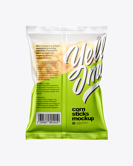 Matte Bag With Corn Sticks Mockup In Bag Sack Mockups On Yellow Images Object Mockups