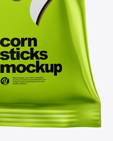 Matte Bag With Corn Sticks Mockup In Bag Sack Mockups On Yellow Images Object Mockups