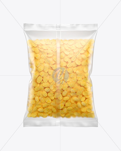 Download Frosted Bag With Corn Flakes Mockup In Bag Sack Mockups On Yellow Images Object Mockups PSD Mockup Templates