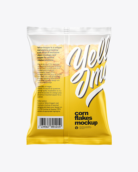 Matte Bag With Corn Flakes Mockup