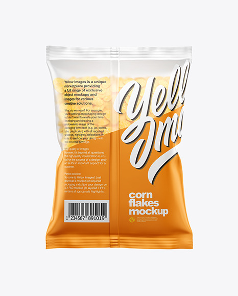 Download Matte Bag With Corn Flakes Mockup In Bag Sack Mockups On Yellow Images Object Mockups