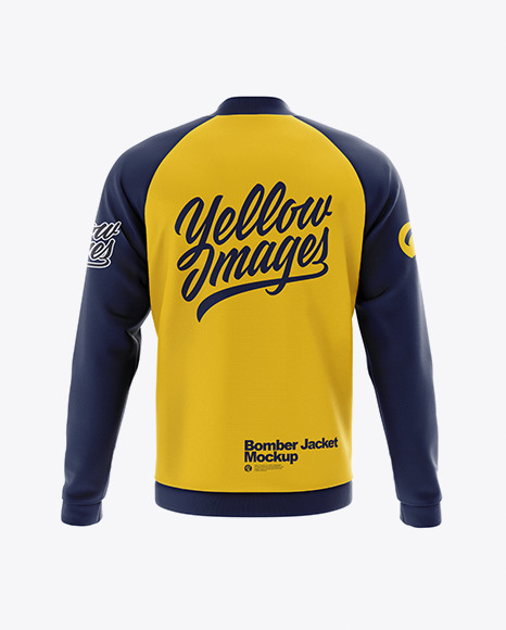 Men S Raglan Bomber Jacket Mockup Back View In Apparel Mockups On Yellow Images Object Mockups