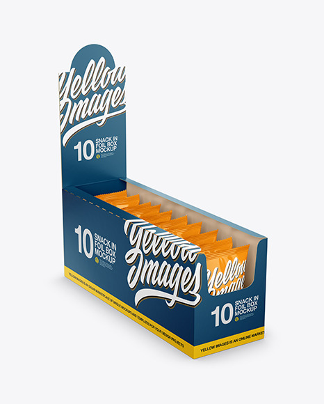 Download Matte Display Box With Snacks Mockup In Box Mockups On Yellow Images Object Mockups PSD Mockup Templates