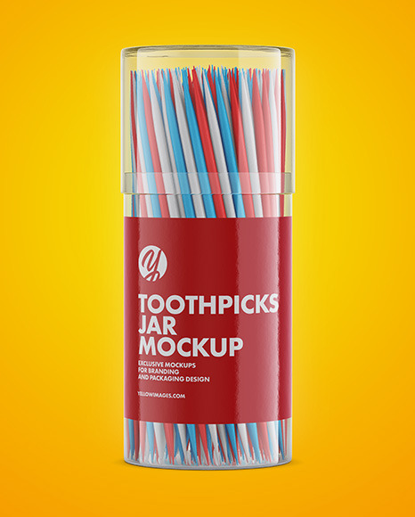 Download Toothpicks Jar Mockup In Jar Mockups On Yellow Images Object Mockups PSD Mockup Templates