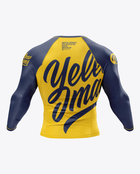 Download Men S Long Sleeve Jersey On Athletic Body Mockup In Apparel Mockups On Yellow Images Object Mockups