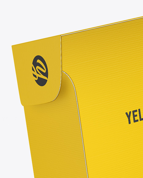 Download Paper Opened Box Mockup Half Side View High Angle Shot In Box Mockups On Yellow Images Object Mockups PSD Mockup Templates