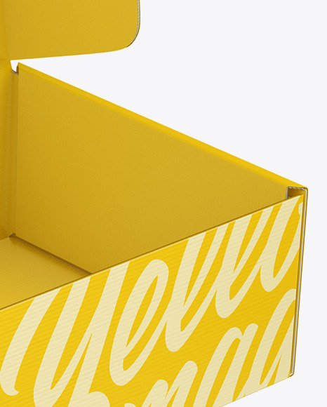 Download Paper Opened Box Mockup Half Side View High Angle Shot In Box Mockups On Yellow Images Object Mockups Yellowimages Mockups