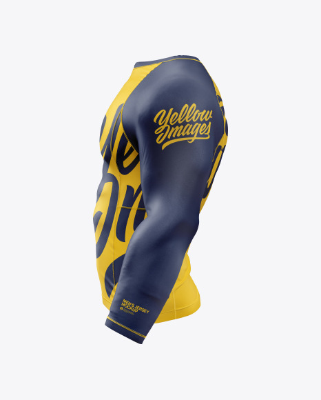 Men S Long Sleeve Jersey On Athletic Body Mockup In Apparel Mockups On Yellow Images Object Mockups