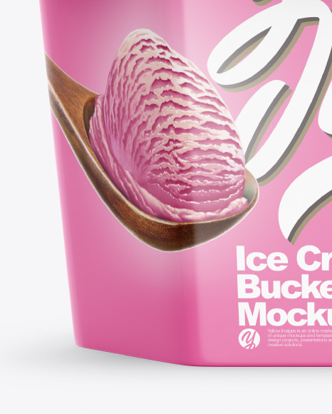 Download Glossy Ice Cream Bucket Mockup In Bucket Pail Mockups On Yellow Images Object Mockups PSD Mockup Templates