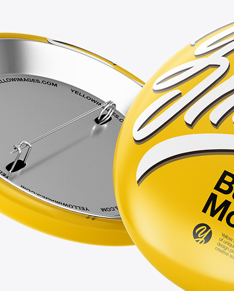 Two Circle Button Pins Mockup PSD #6