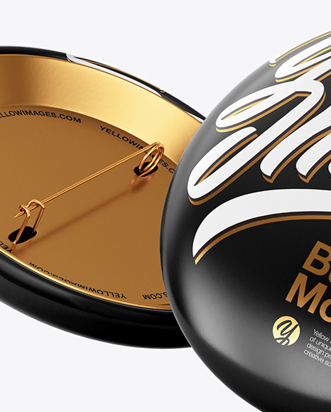 Two Circle Button Pins Mockup PSD #7