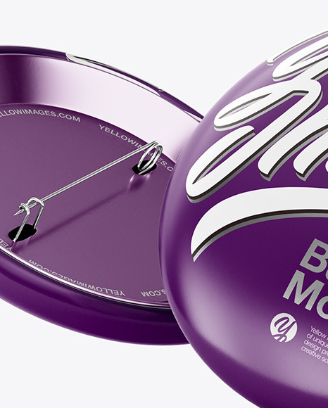 Two Circle Button Pins Mockup PSD #5
