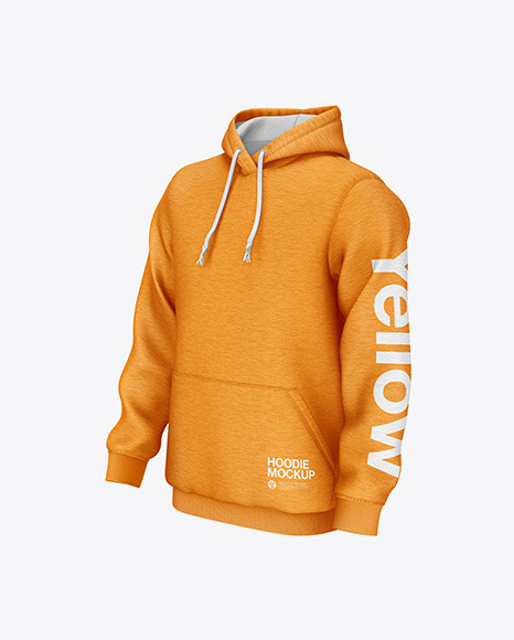 Download Melange Hoodie Mockup Front Half Side View In Apparel Mockups On Yellow Images Object Mockups PSD Mockup Templates