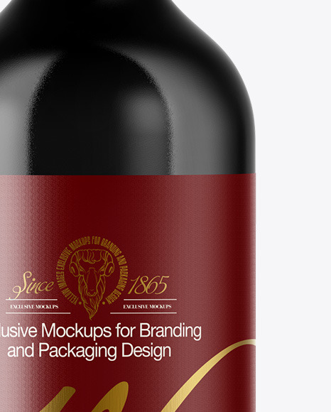Dark Glass Wine Bottle Mockup PSD #1