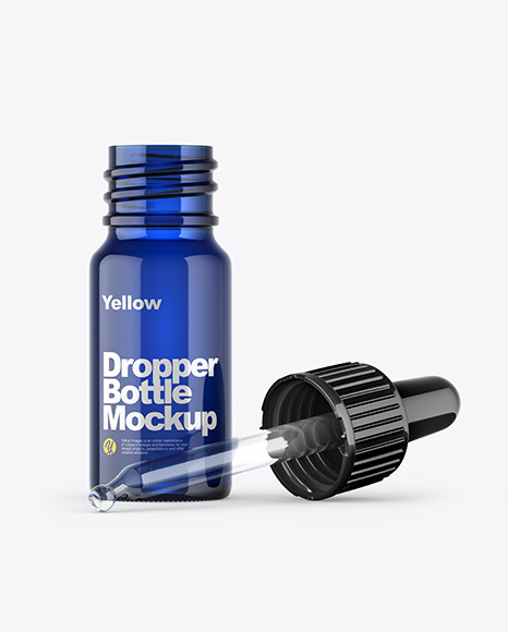 Download Opened Blue Dropper Bottle Psd Mockup Yellowimages