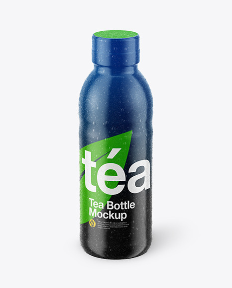 Tea Bottle with Condensation in Shrink Sleeve Mockup PSD #2