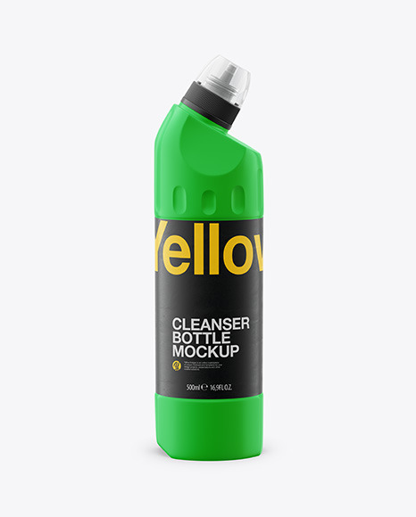 Download 500ml Matte Plastic Toilet Bowl Cleaner Bottle Mockup Front View Designs Zone PSD Mockup Templates