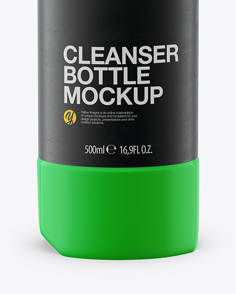 Download 500ml Matte Plastic Toilet Bowl Cleaner Bottle Mockup - Front View in Bottle Mockups on Yellow ...