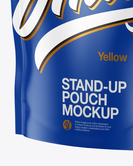 Download Matte Stand-Up Pouch Mockup in Pouch Mockups on Yellow Images Object Mockups