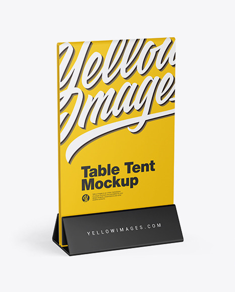 Download Plastic Table Tent Mockup In Outdoor Advertising Mockups On Yellow Images Object Mockups