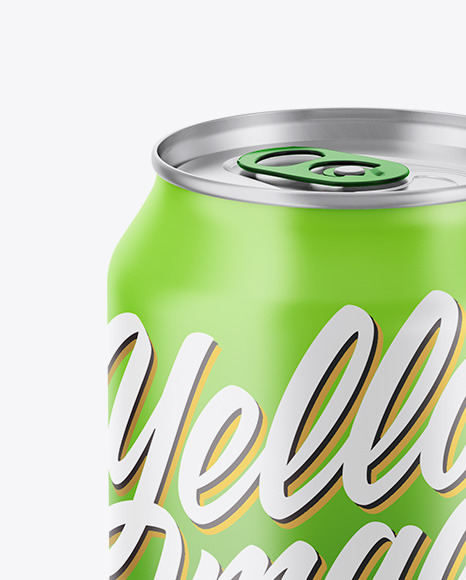 350ml Matte Aluminium Can Mockup In Can Mockups On Yellow Images Object Mockups