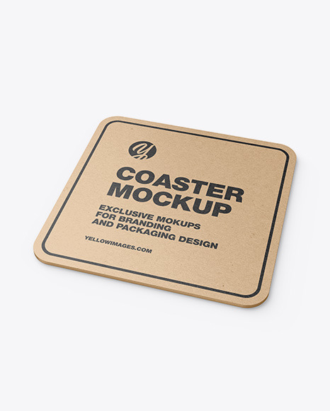 Kraft Beverage Coaster Mockup In Stationery Mockups On Yellow Images Object Mockups