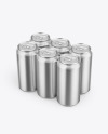 6 Metallic Cans Pack Mockup