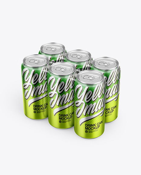 Download 6 Metallic Cans Pack Mockup In Can Mockups On Yellow Images Object Mockups PSD Mockup Templates