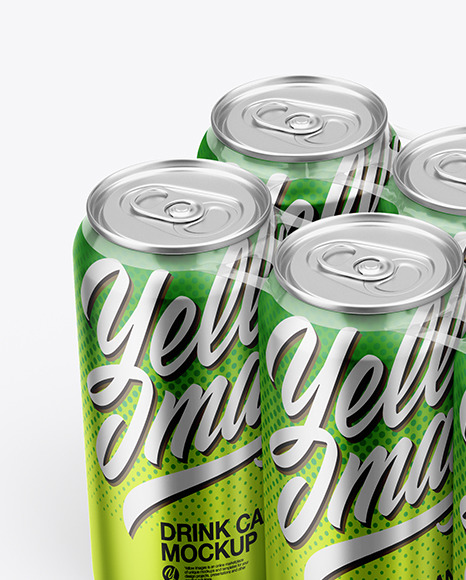 Download 6 Metallic Cans Pack Mockup In Can Mockups On Yellow Images Object Mockups PSD Mockup Templates