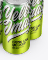 6 Metallic Cans Pack Mockup