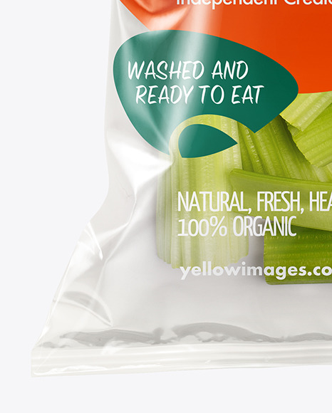 Plastic Bag With Celery Mockup