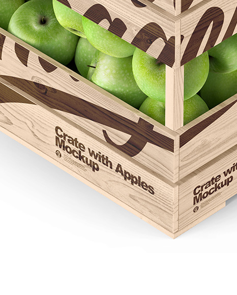 Download Wooden Crate With Apples Mockup Half Side View In Packaging Mockups On Yellow Images Object Mockups PSD Mockup Templates