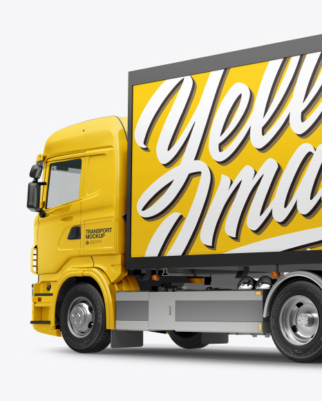 Download Truck Mockup Back Half Side View In Vehicle Mockups On Yellow Images Object Mockups PSD Mockup Templates