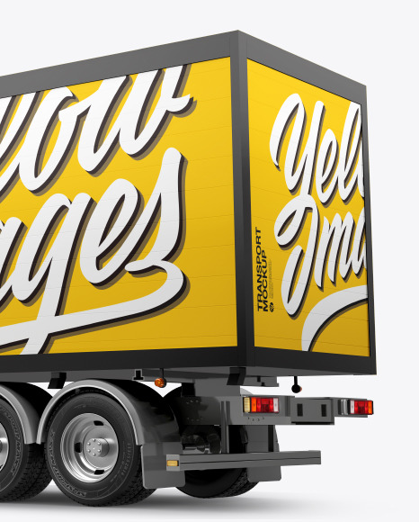 Download Truck Mockup Back Half Side View In Vehicle Mockups On Yellow Images Object Mockups PSD Mockup Templates