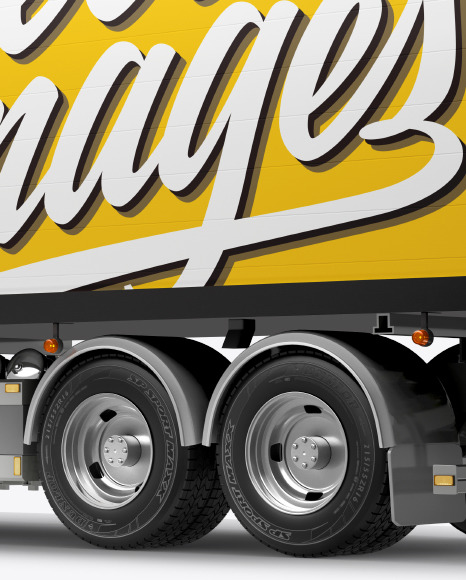 Download Truck Mockup Back Half Side View In Vehicle Mockups On Yellow Images Object Mockups PSD Mockup Templates