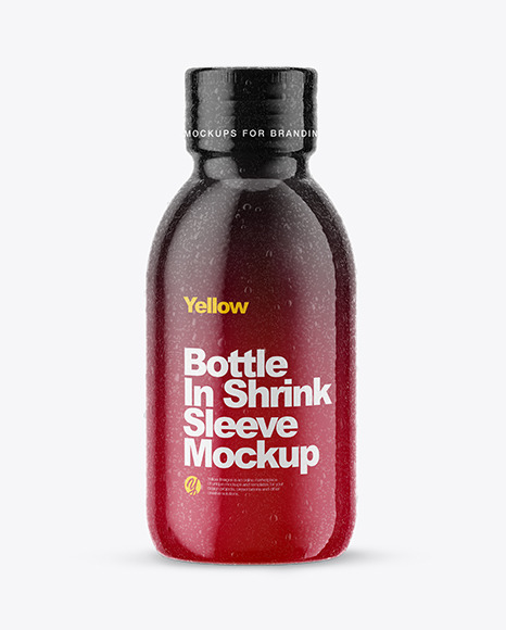 Download 100ml Amber Glass Bottle In Shrink Sleeve Mockup In Bottle Mockups On Yellow Images Object Mockups Yellowimages Mockups