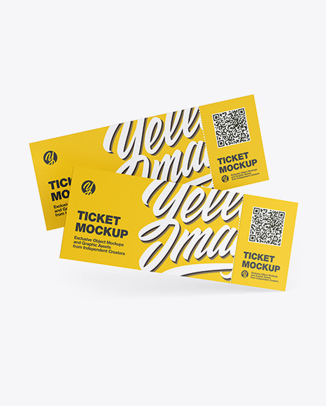 Two Tickets Mockup In Stationery Mockups On Yellow Images Object Mockups