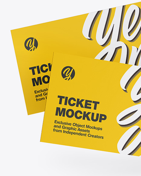 Download Two Tickets Mockup In Stationery Mockups On Yellow Images Object Mockups PSD Mockup Templates