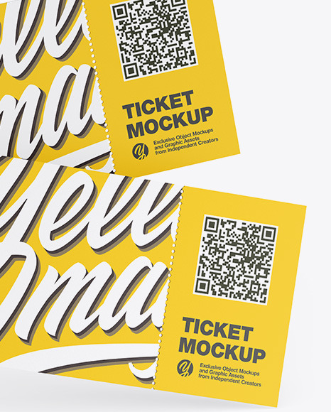 Download Two Tickets Mockup In Stationery Mockups On Yellow Images Object Mockups PSD Mockup Templates