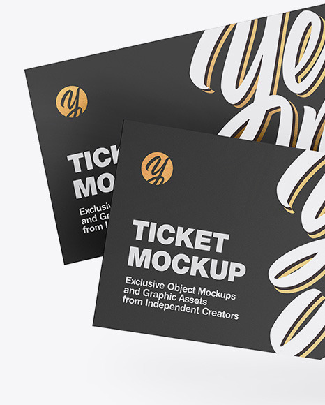 Download Two Tickets Mockup In Stationery Mockups On Yellow Images Object Mockups PSD Mockup Templates