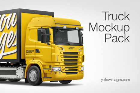 Download Truck Hq Mockup Pack In Handpicked Sets Of Vehicles On Yellow Images Creative Store PSD Mockup Templates