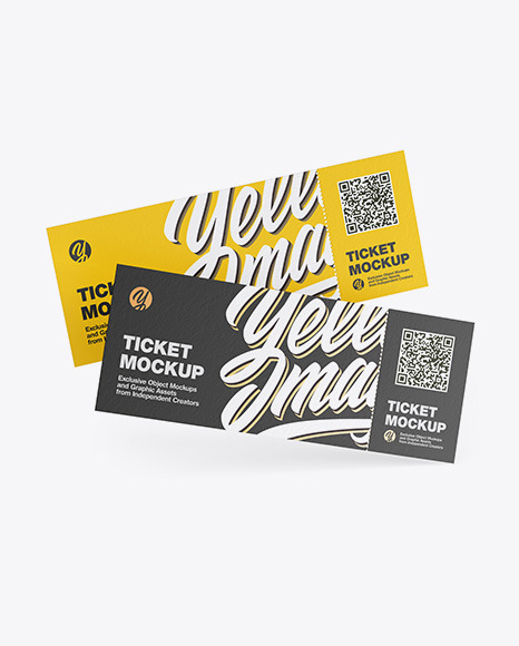 Download Two Paper Tickets Mockup In Stationery Mockups On Yellow Images Object Mockups PSD Mockup Templates