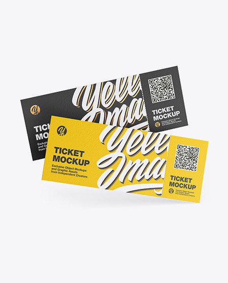 Two Paper Tickets Mockup In Stationery Mockups On Yellow Images Object Mockups