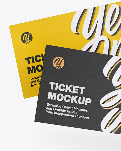 Download Two Paper Tickets Mockup In Stationery Mockups On Yellow Images Object Mockups