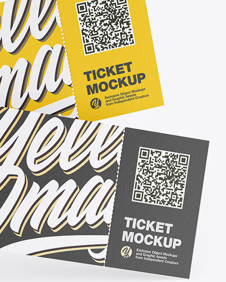 Two Paper Tickets Mockup In Stationery Mockups On Yellow Images Object Mockups