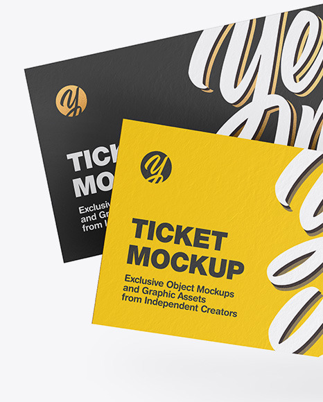 Two Paper Tickets Mockup In Stationery Mockups On Yellow Images Object Mockups