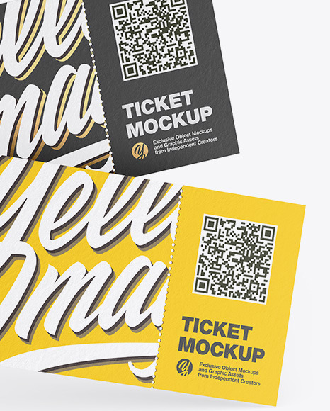 Two Paper Tickets Mockup In Stationery Mockups On Yellow Images Object Mockups