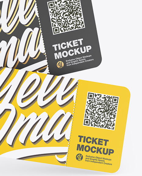 Two Tickets Mockup In Stationery Mockups On Yellow Images Object Mockups