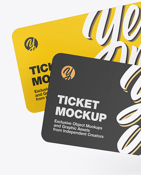 Two Tickets Mockup In Stationery Mockups On Yellow Images Object Mockups